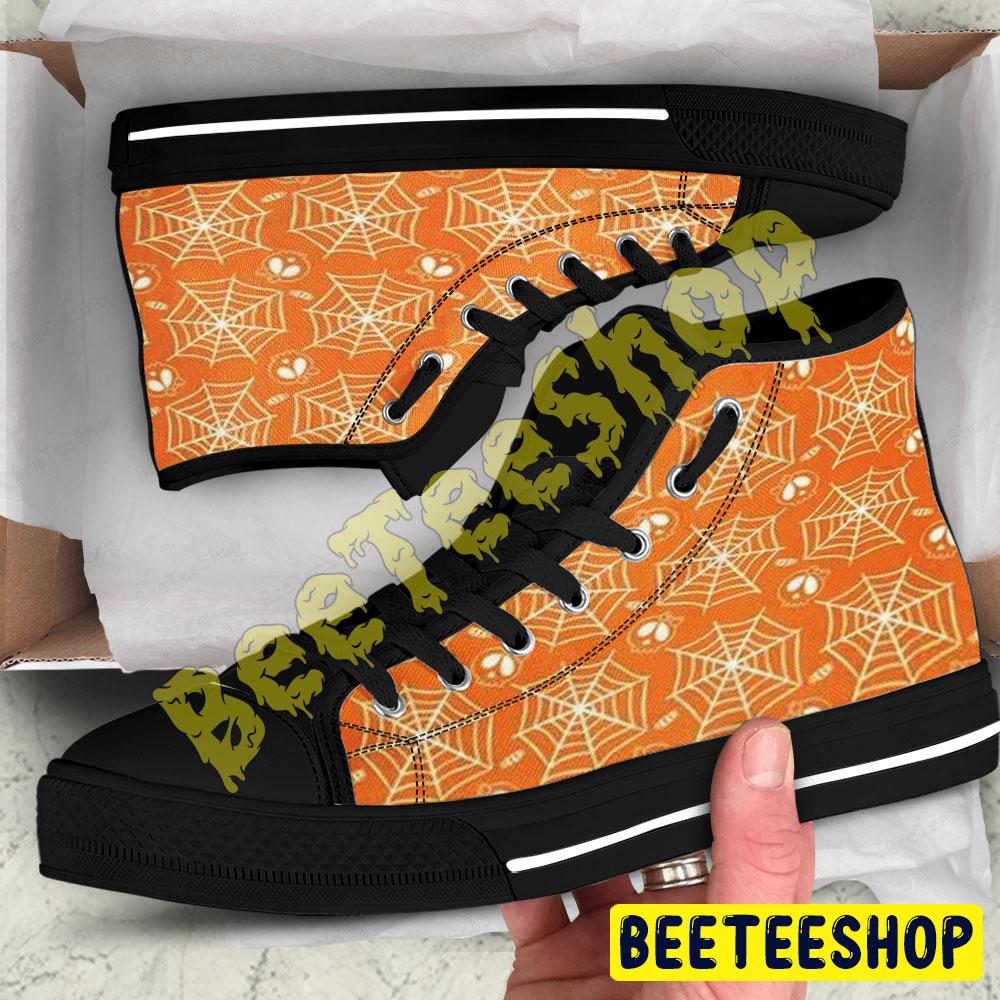 Spiders Halloween Pattern 231 Beeteeshop Adults High Top Canvas Shoes