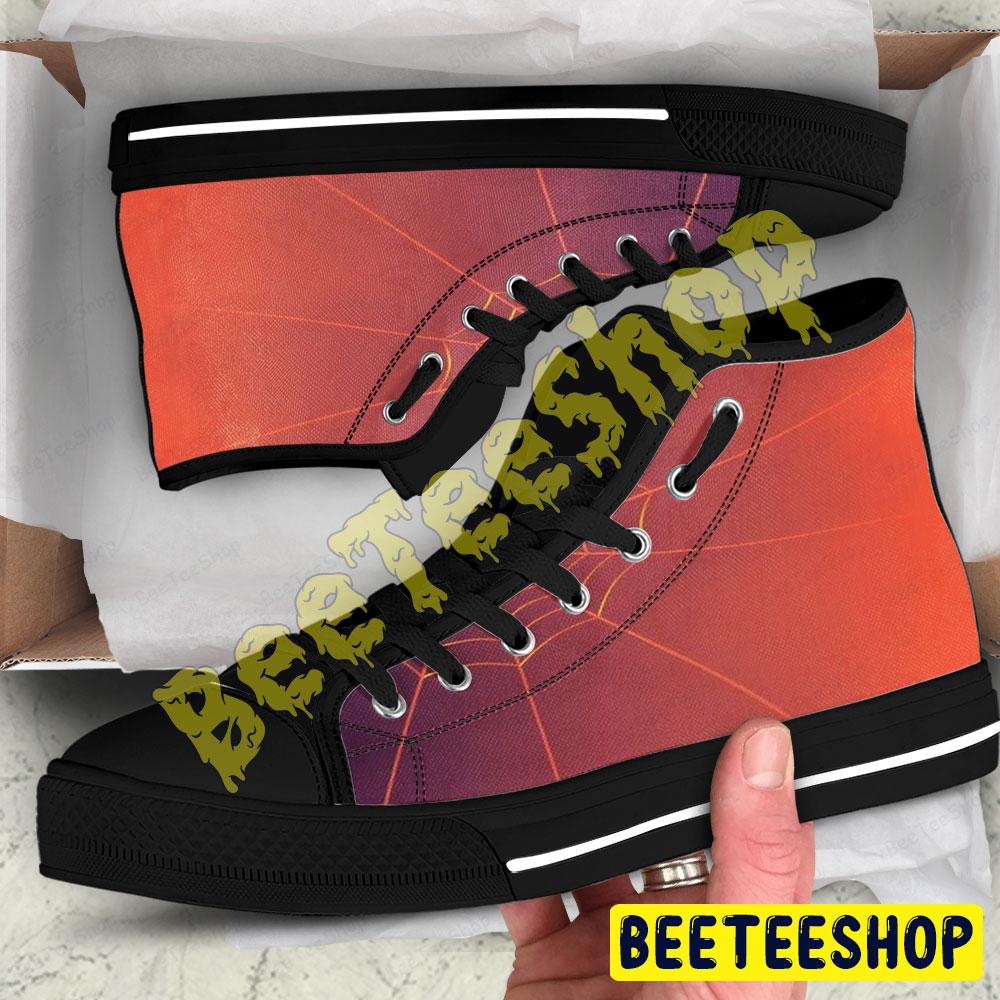 Spiders Halloween Pattern 373 Beeteeshop Adults High Top Canvas Shoes