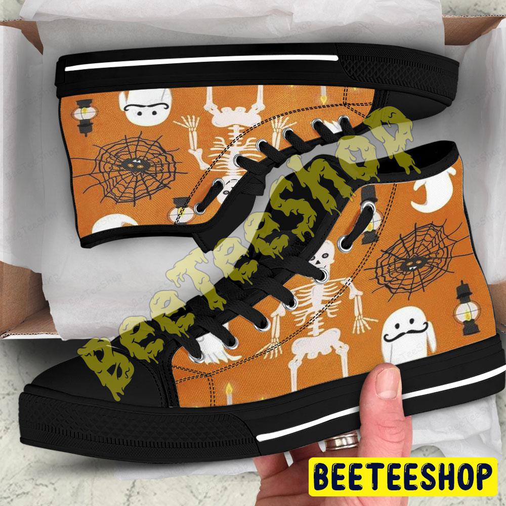 Spiders Skulls Boos Halloween Pattern 179 Beeteeshop Adults High Top Canvas Shoes