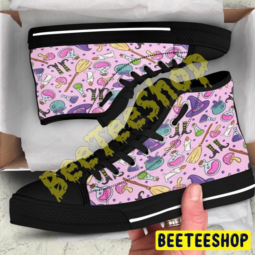 Witch Hats Halloween Pattern 03 Beeteeshop Adults High Top Canvas Shoes