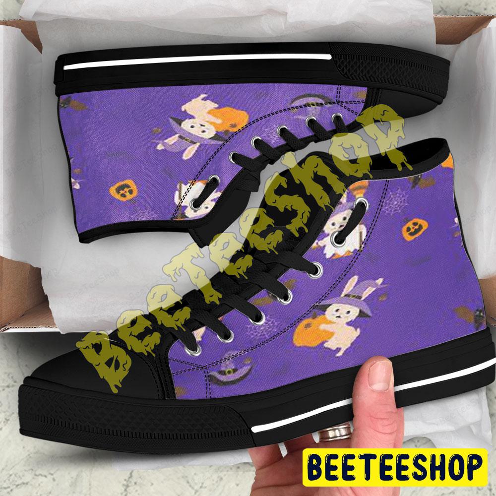 Witch Hats Spiders Ghosts Pumpkins Halloween Pattern Beeteeshop Adults High Top Canvas Shoes