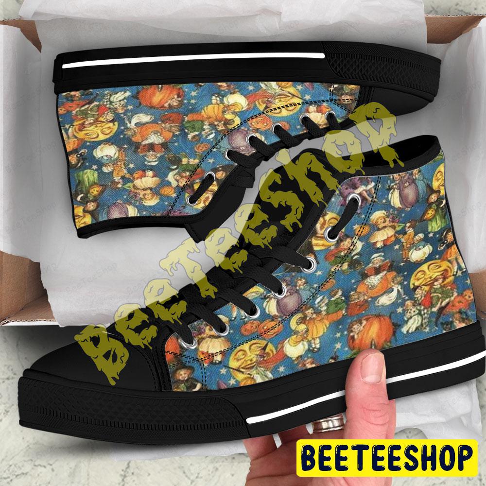 Witchs Pumpkins Halloween Pattern 120 Beeteeshop Adults High Top Canvas Shoes