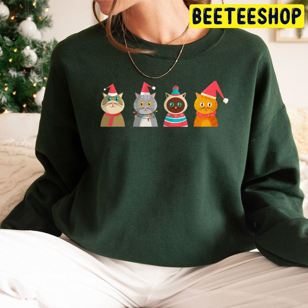 4 Cats Christmas Hat Beeteeshop Trending Unisex Sweatshirt