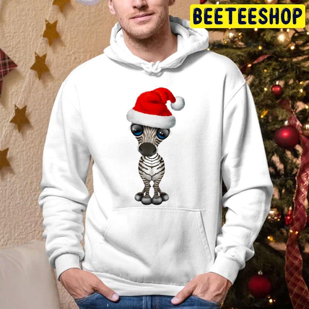 Baby Zebra Wearing A Santa Hat Christmas Beeteeshop Trending Unisex Hoodie