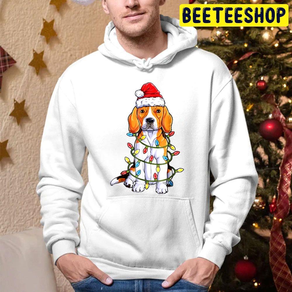 Beagle Santa Christmas Lights Happy Holidays Season Beeteeshop Trending Unisex Hoodie