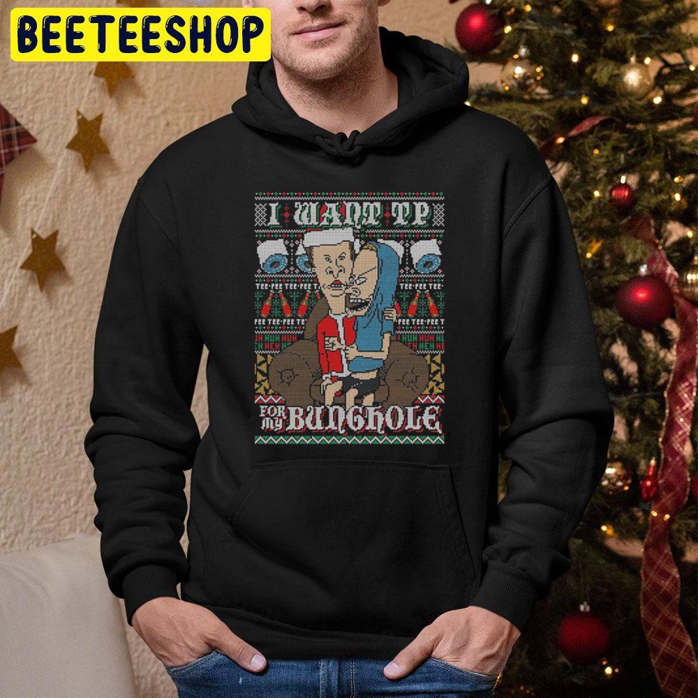 Beavis And Butthead For Xmas Creative Fan Art Christmas Beeteeshop Trending Unisex Hoodie