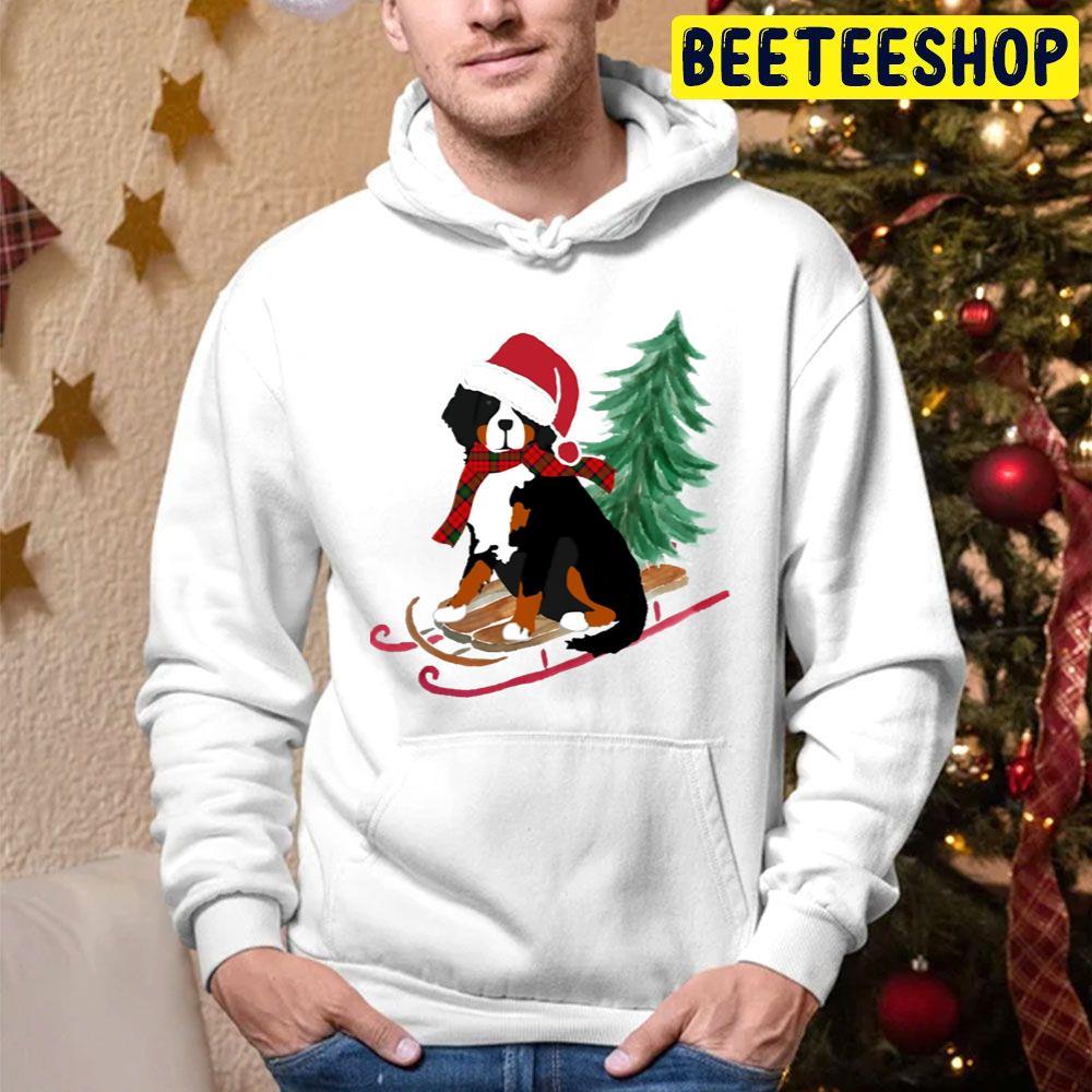 Bernese Mt Dog Bringing Home Xmas Tree Christmas Beeteeshop Trending Unisex Hoodie