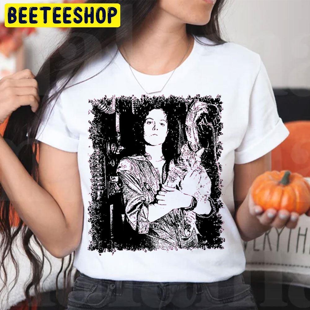 Black Cat With Ellen Ripley Halloween Beeteeshop Trending Unisex T-Shirt