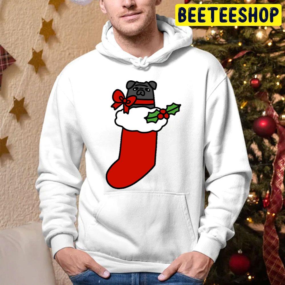 Black Pug Christmas Stocking Beeteeshop Trending Unisex Hoodie