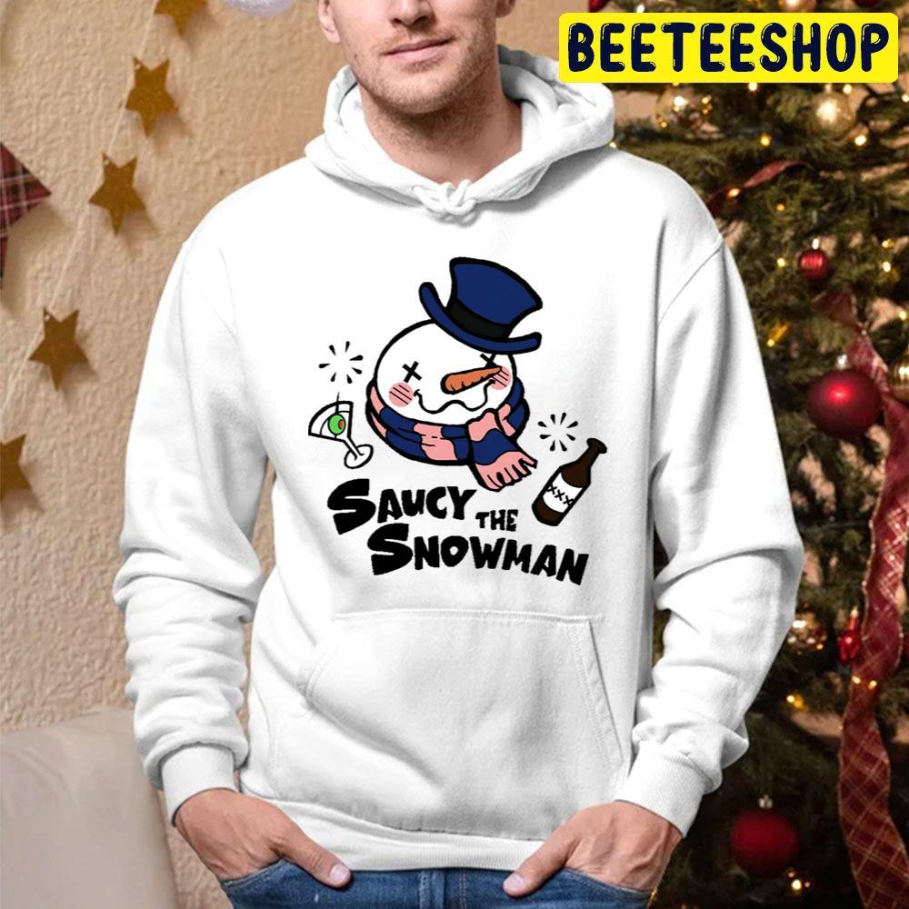 Black Text Saucy Frosty The Snowman Christmas Beeteeshop Trending Unisex Hoodie