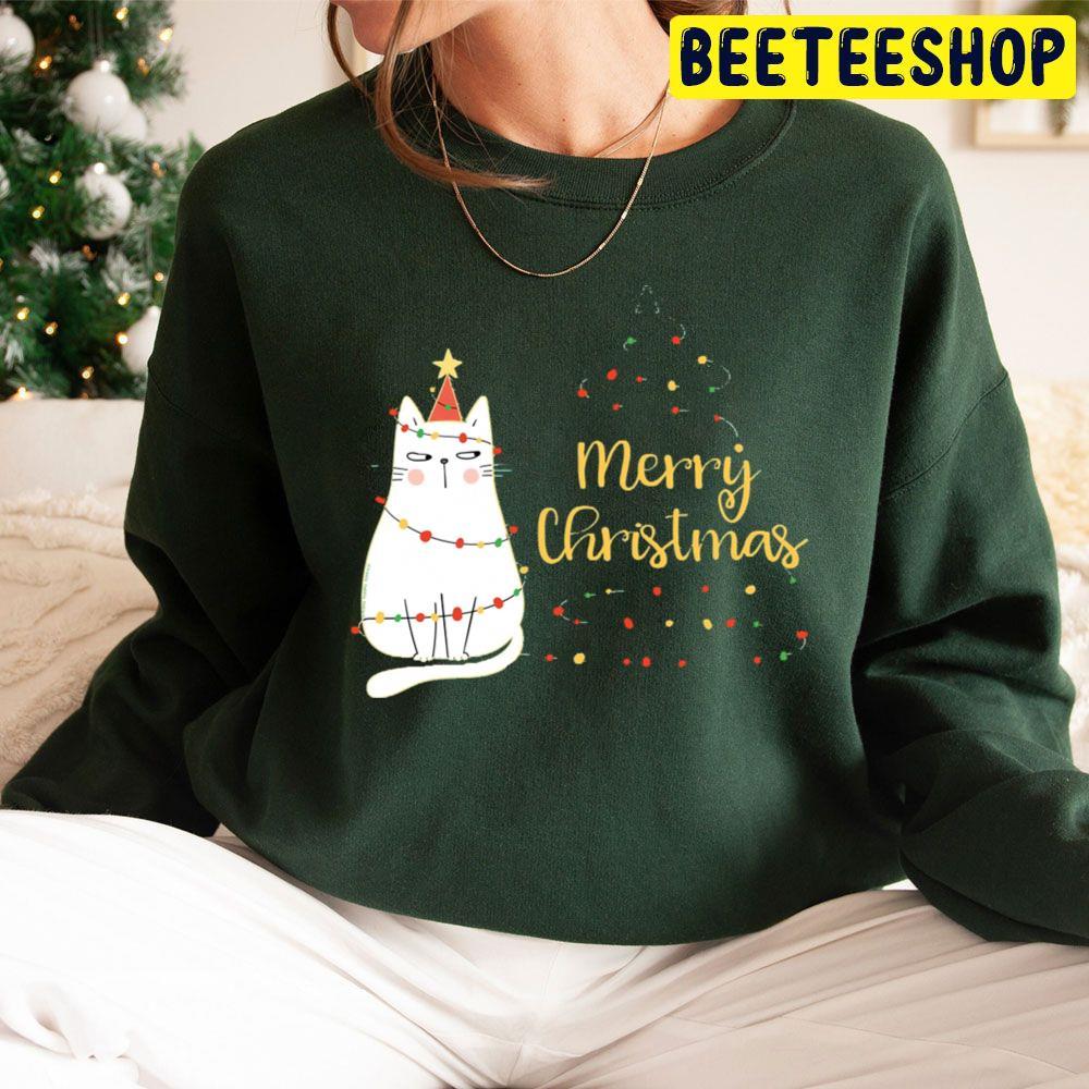 Cat Lovers Cute Holiday Cat Tree Merry Christmas Beeteeshop Trending Unisex Sweatshirt