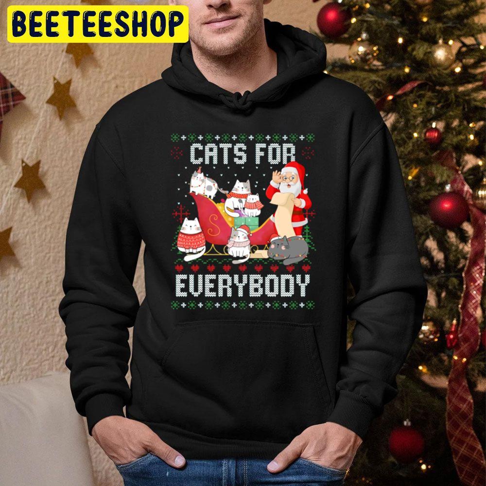 Cats For Everybody Christmas Ugly Cute Cat Lover Beeteeshop Trending Unisex Hoodie