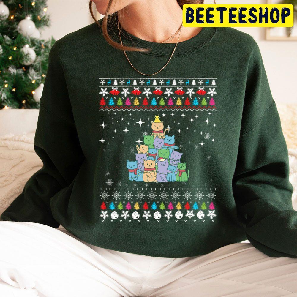 Christmas Cat Tree Ugly Beeteeshop Trending Unisex Sweatshirt