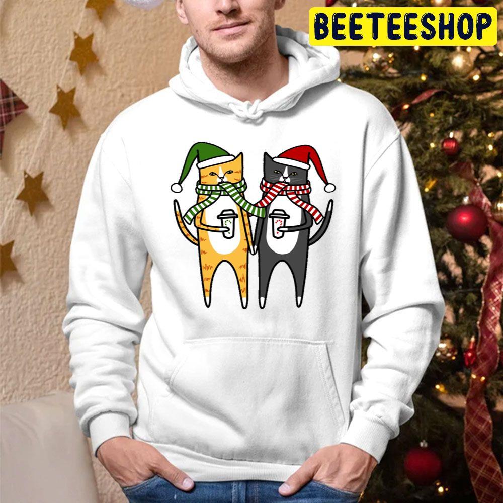 Christmas Coffee Cats Beeteeshop Trending Unisex Hoodie