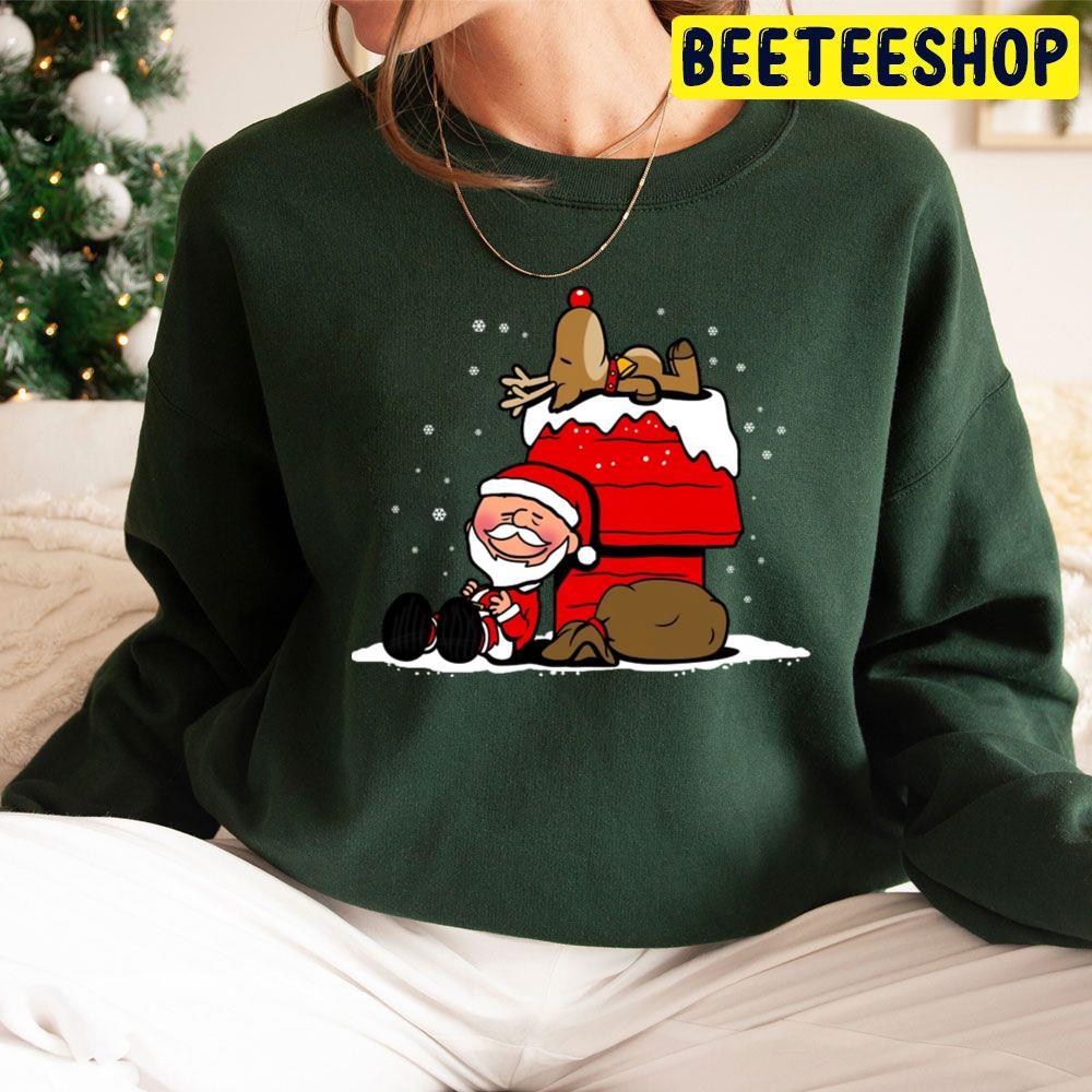 Christmas Cute Santa Claus And Rudolph Winter Snow Christmas Snoopy Beeteeshop Trending Unisex Sweatshirt