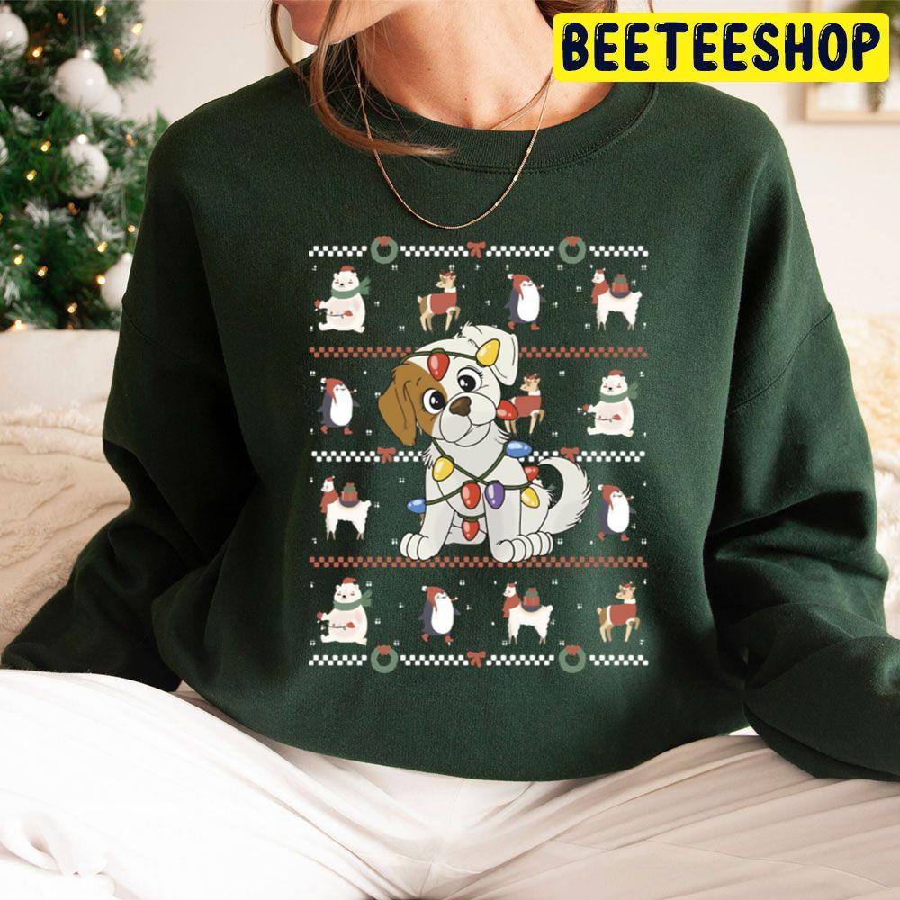 Christmas Dog With Fairy Lights Beeteeshop Trending Unisex Sweatshirt