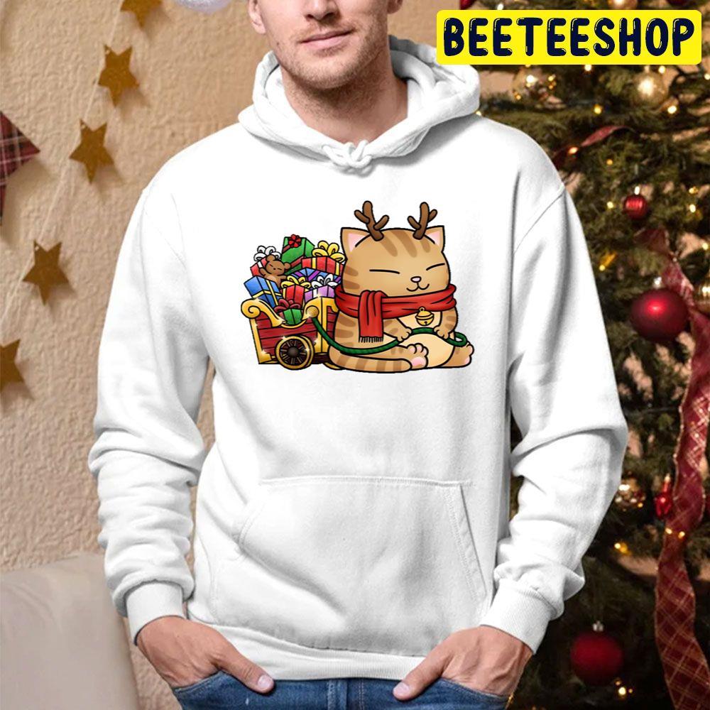 Christmas Reindeer Cat Beeteeshop Trending Unisex Hoodie