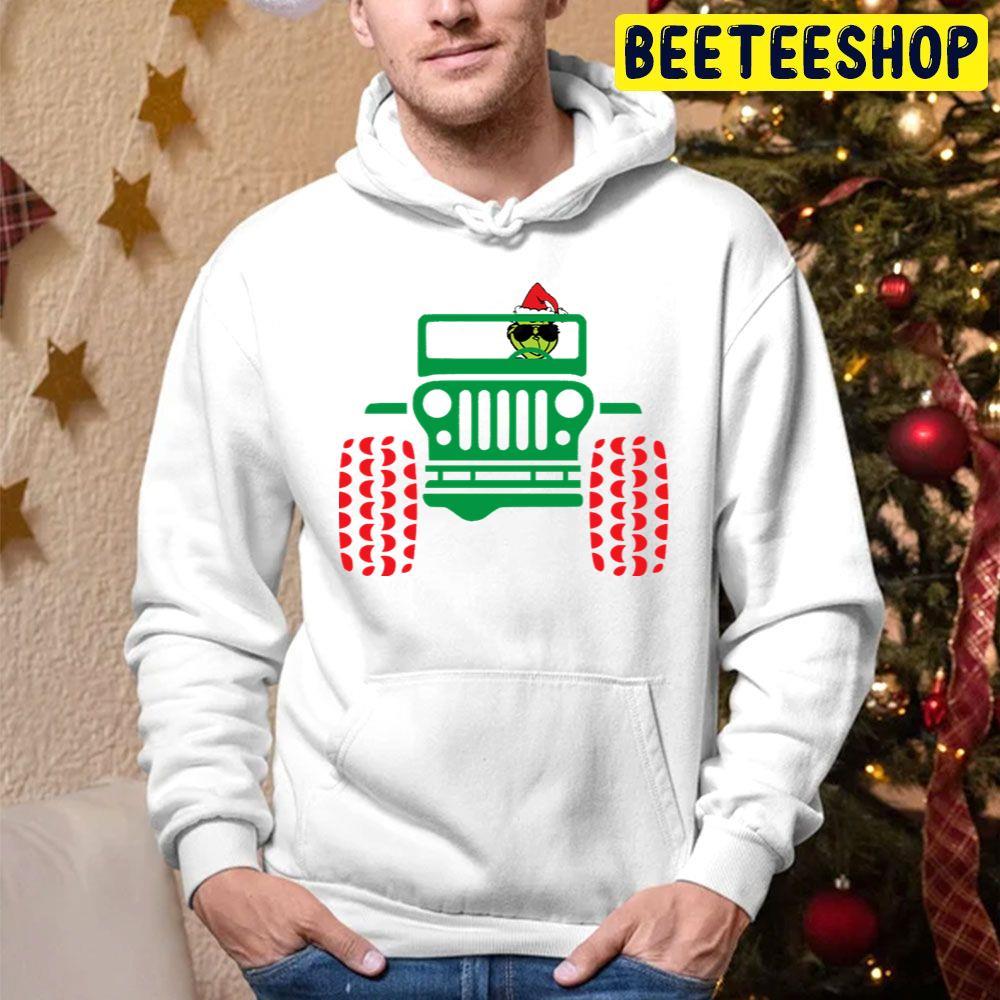 Christmas Santa Hat Jeep Grinnch Beeteeshop Trending Unisex Hoodie