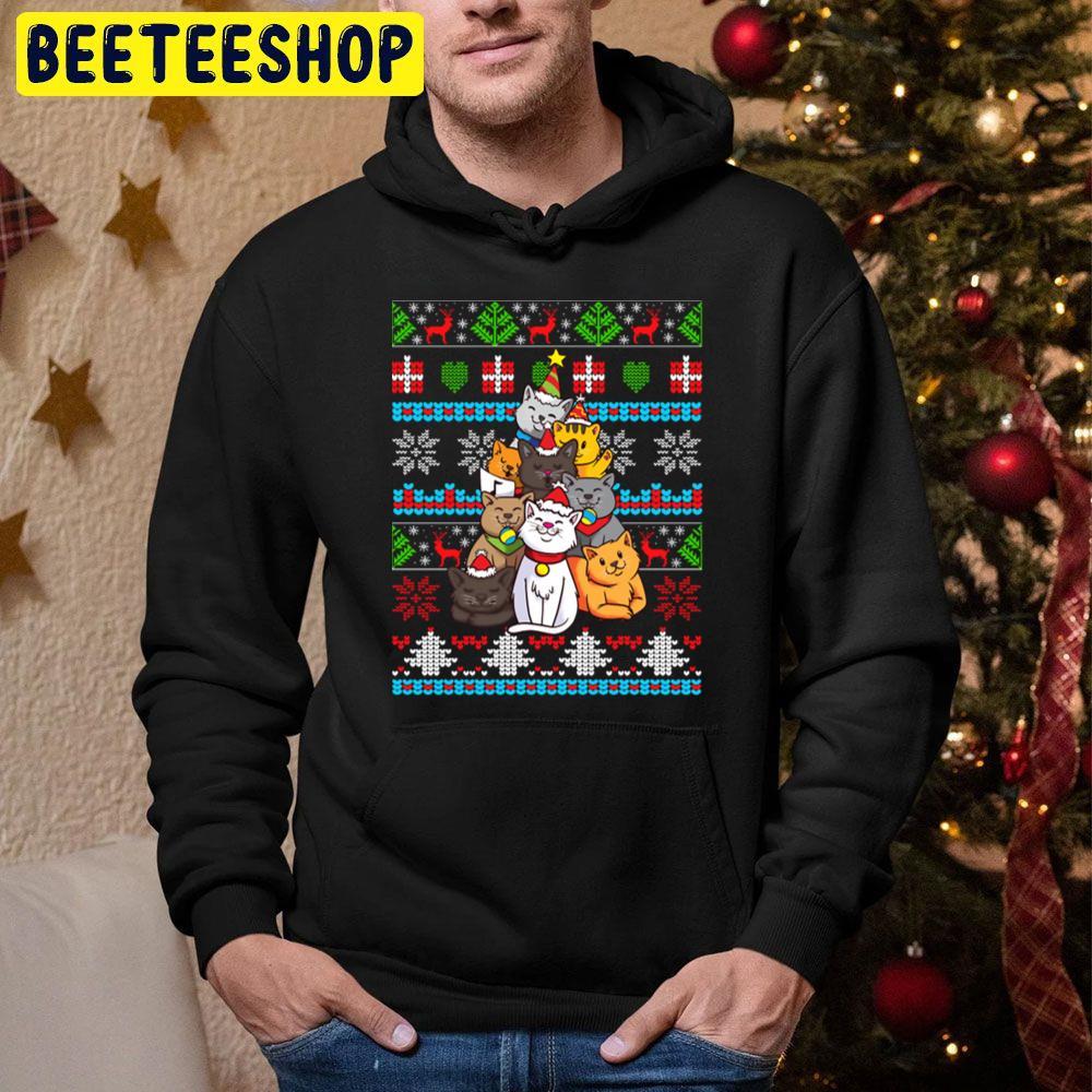 Color Art Christmas Cat Tree Beeteeshop Trending Unisex Hoodie