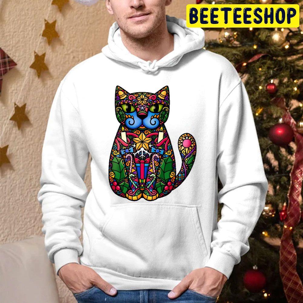 Corlor Glass Christmas Cat Beeteeshop Trending Unisex Hoodie