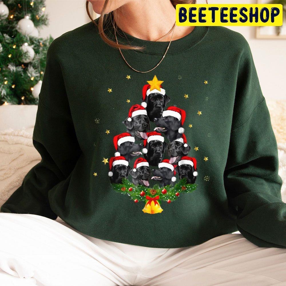 Cute Black Lab Christmas Tree Wear Santa Hat Happy Holidays Beeteeshop Trending Unisex Sweatshirt