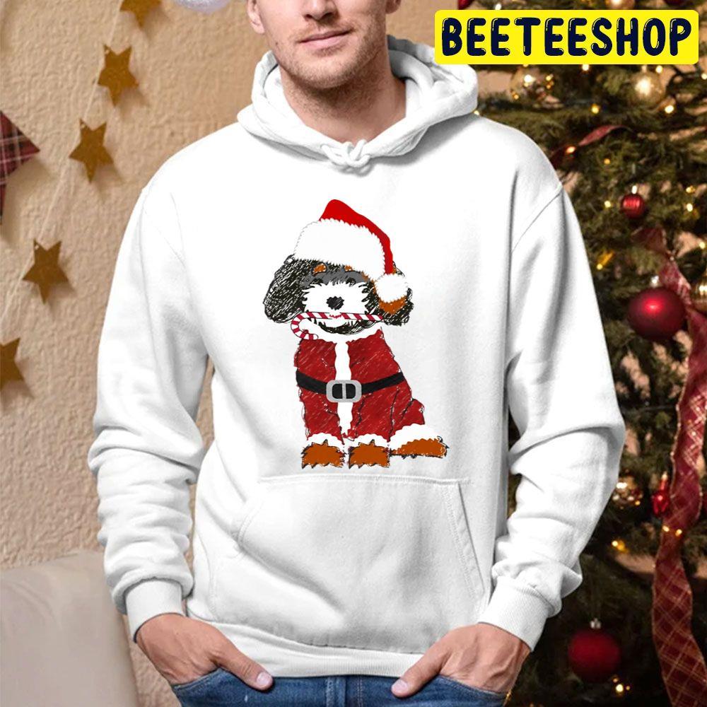 Cute Cartoon Bernedoodle Santa Dog Christmas Beeteeshop Trending Unisex Hoodie