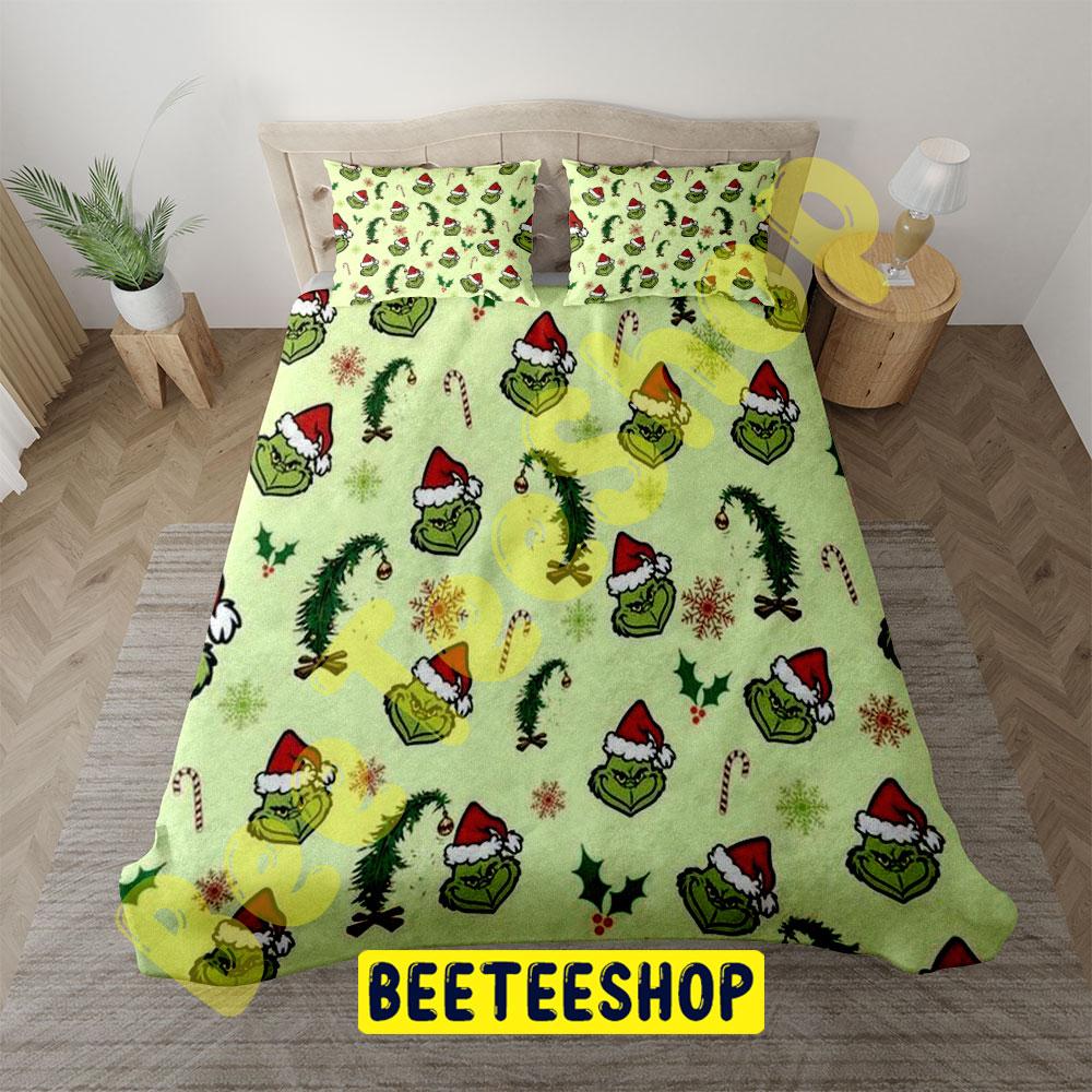 Cute Christmas Tree With Grinch Trending Bedding Set