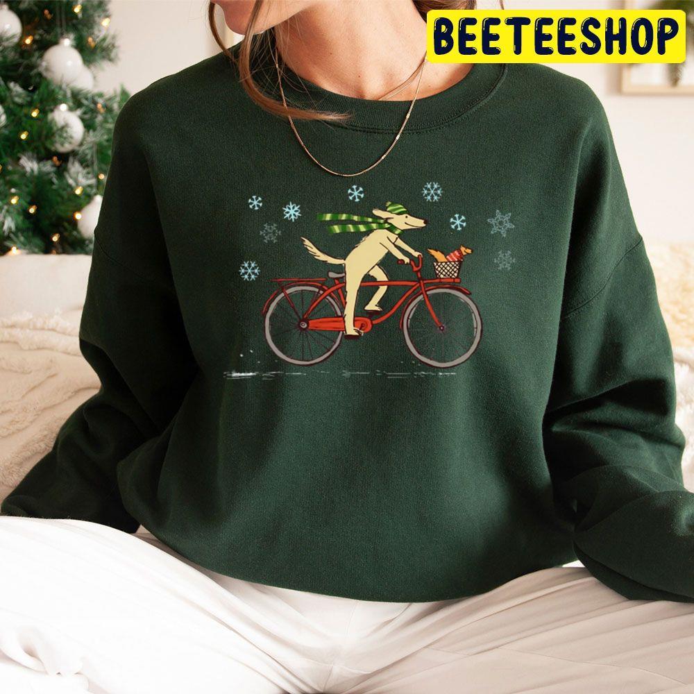 Cycling Dog And Squirrel Cute Animals Holiday Christmas Beeteeshop Trending Unisex Sweatshirt