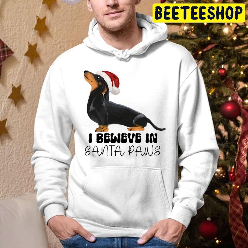 Dachshund I Believe In Santa Paws Black And Tan Christmas Beeteeshop Trending Unisex Hoodie