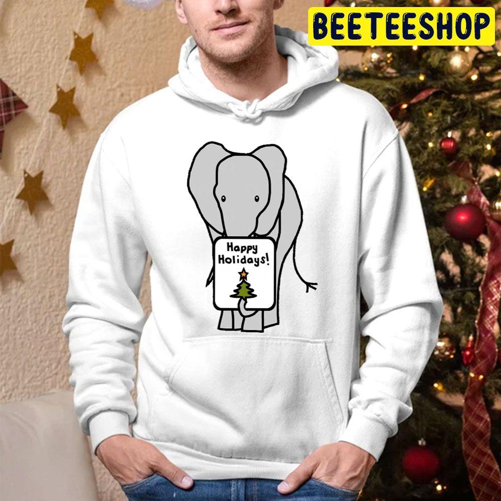 Elephant Says Happy Holidays Beeteeshop Trending Unisex Hoodie