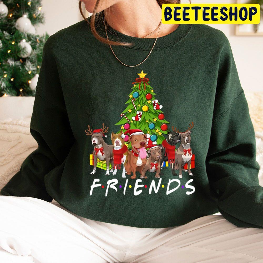 Friends Christmas Tree Pitbulls Beeteeshop Trending Unisex Sweatshirt