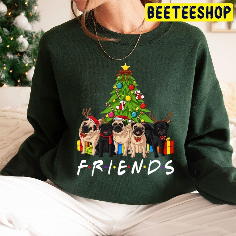 Friends Christmas Tree Pugs Beeteeshop Trending Unisex Sweatshirt