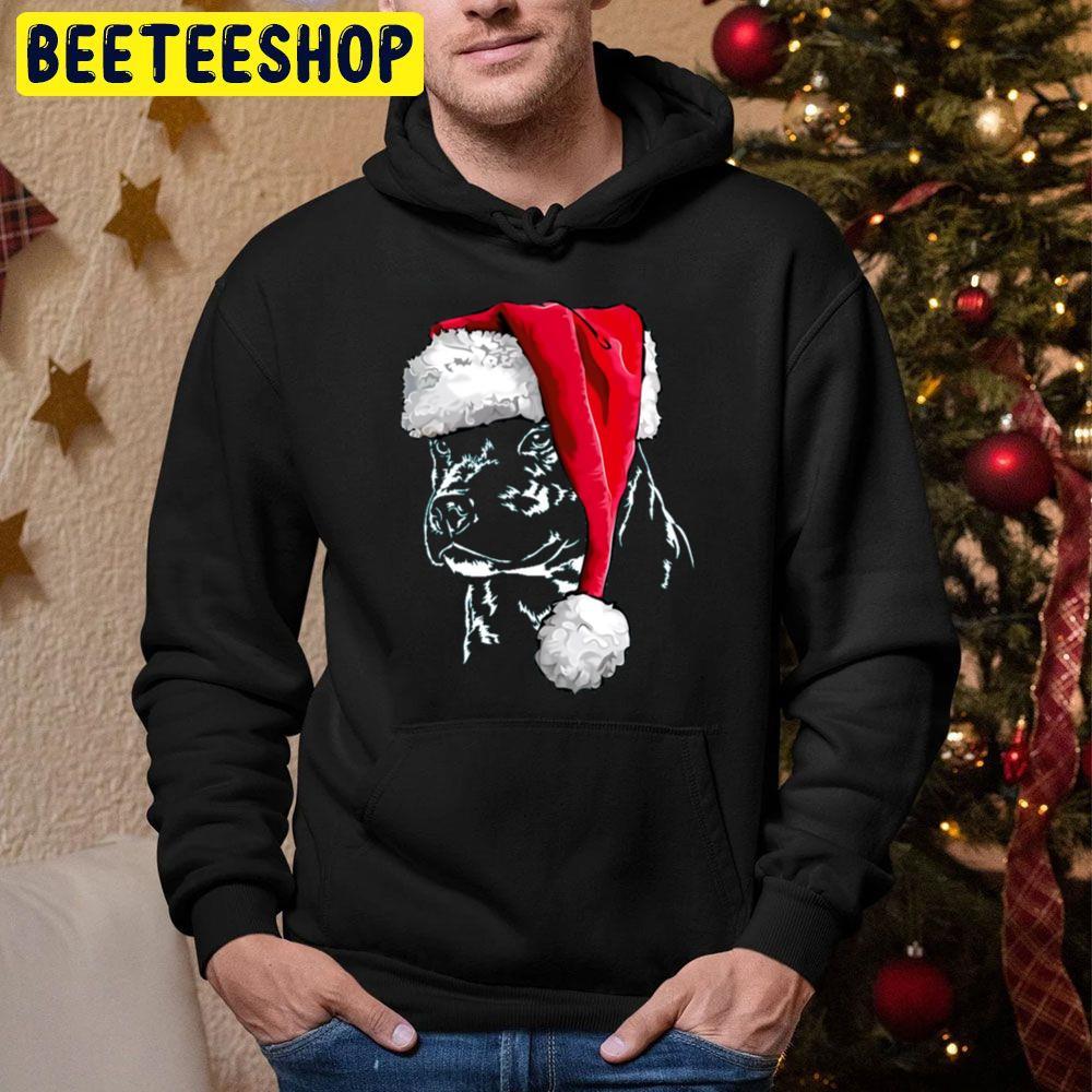 Funny Staffordshire Bull Terrier Santa Christmas Dog Mom Beeteeshop Trending Unisex Hoodie