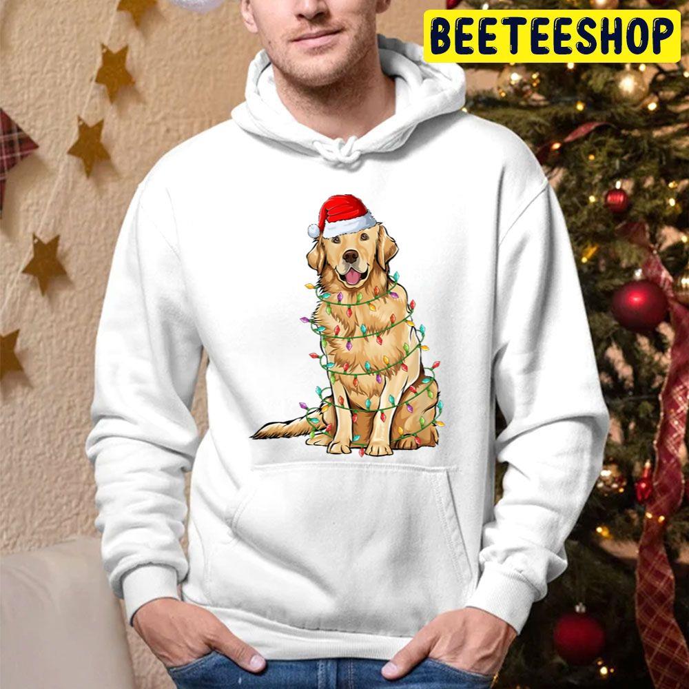 Golden Retriever Christmas Lights Xmas Dog Lover Beeteeshop Trending Unisex Hoodie