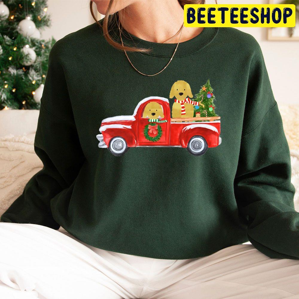 Golden Retrievers Christmas Red Truck Beeteeshop Trending Unisex Sweatshirt