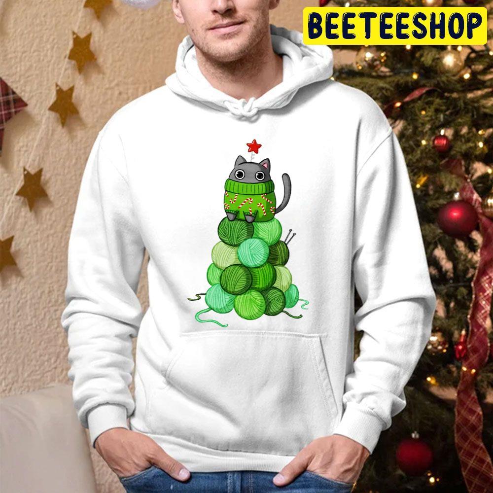 Green Cat Christmas Tree Beeteeshop Trending Unisex Hoodie