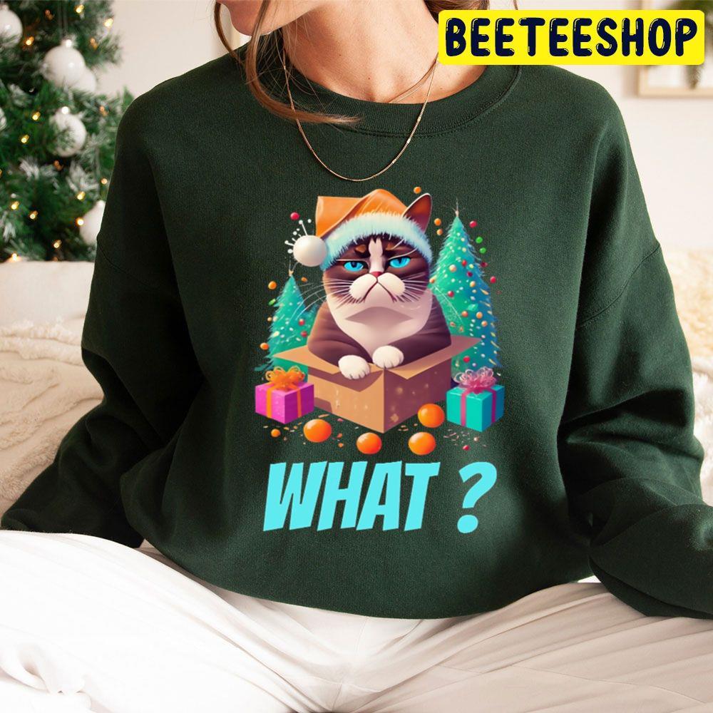 Grumpy Christmas Cat What Beeteeshop Trending Unisex Sweatshirt