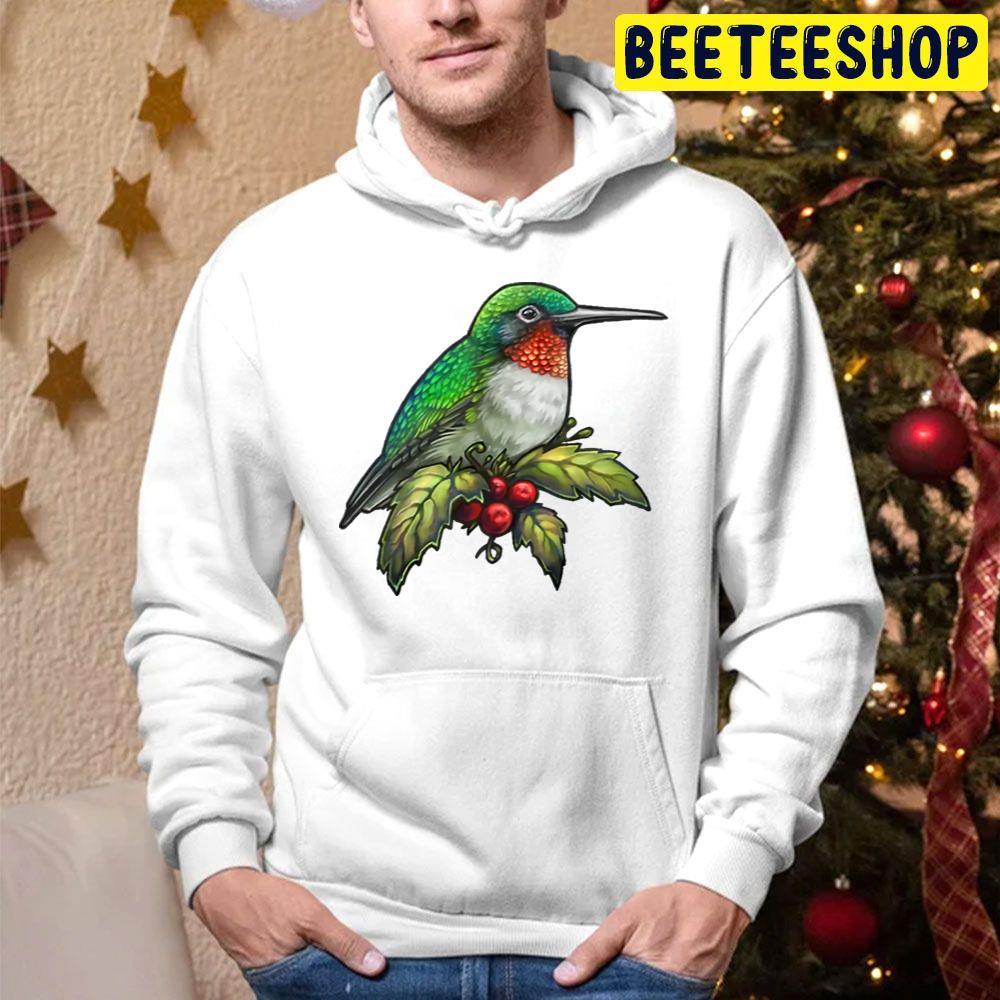 Holiday Bird Ruby Hummingbird Christmas Beeteeshop Trending Unisex Hoodie