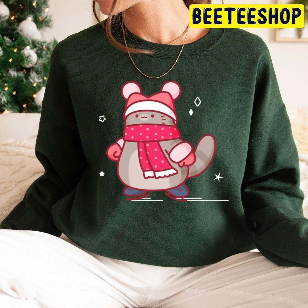 Ice Skating Cat Christmas Beeteeshop Trending Unisex Sweatshirt