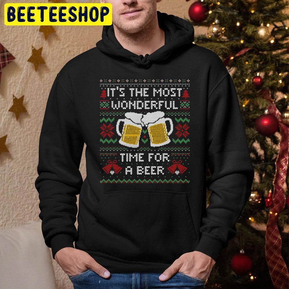 It’s The Most Wonderful Time For A Beer Funny Ugly Christmas Beeteeshop Trending Unisex Hoodie