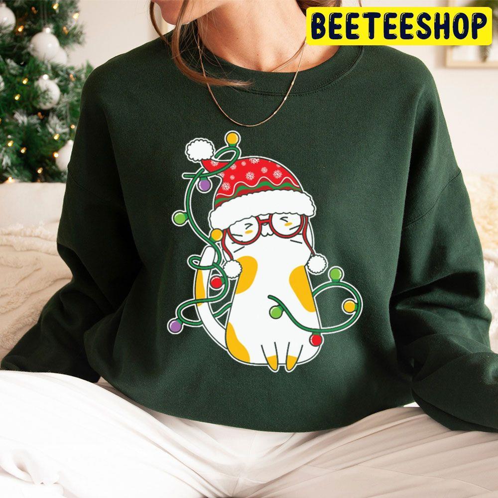 Kawaii Cat Christmas Lights Beeteeshop Trending Unisex Sweatshirt