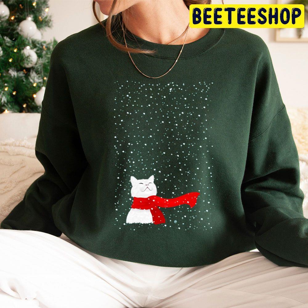 Kitty Loves Snow Christmas Beeteeshop Trending Unisex Sweatshirt