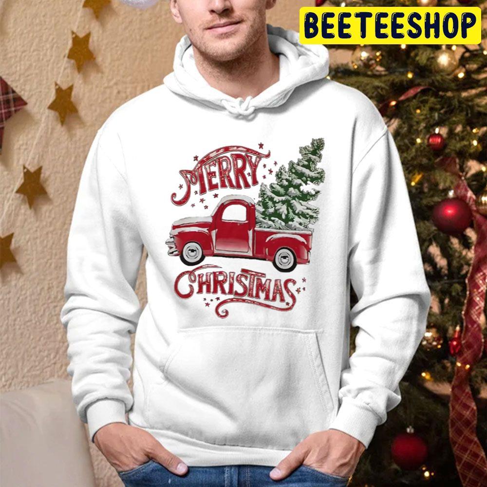 Merry Christmas Rustic Truck Beeteeshop Trending Unisex Hoodie