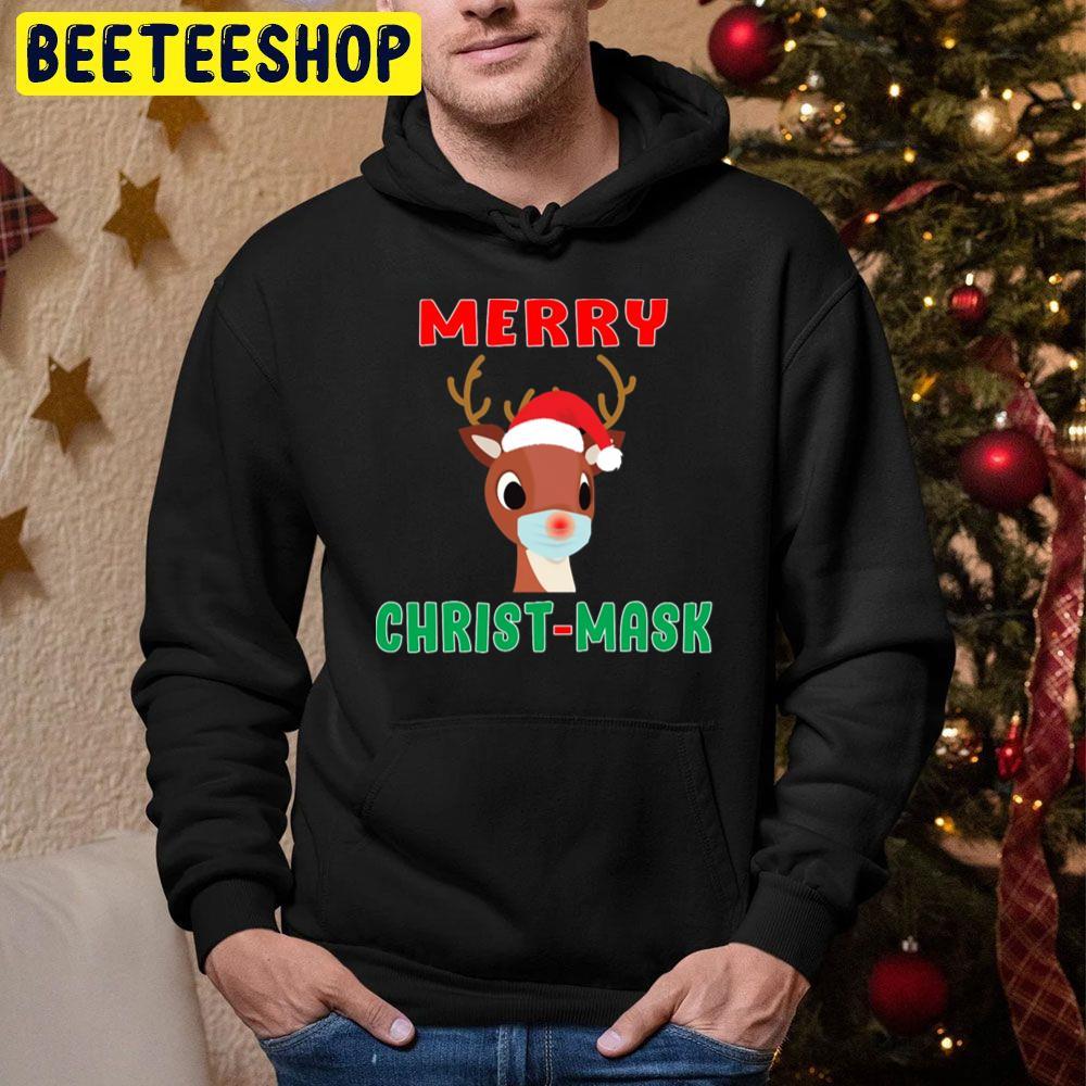 Merry Christmask Rudolph Red Nose Mask Reindeer Beeteeshop Trending Unisex Hoodie