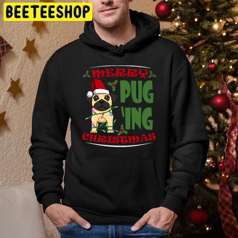 Merry Puging Christmas Cute Pug Dog Beeteeshop Trending Unisex Hoodie