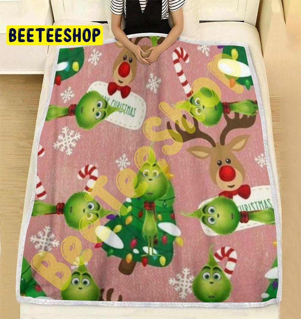 Pink Back Ground Baby Grinch Trending Blanket