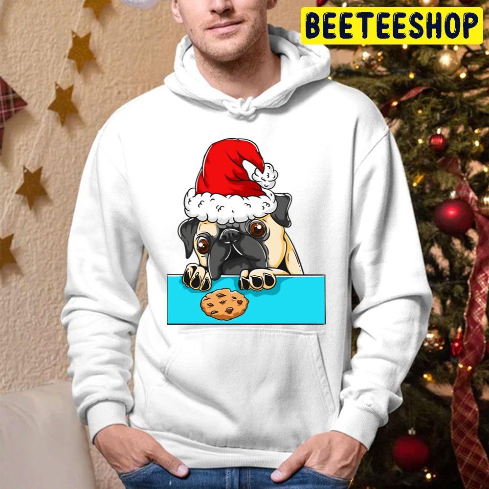 Pug Dog With Santa Claus Hat Funny Christmas Beeteeshop Trending Unisex Hoodie