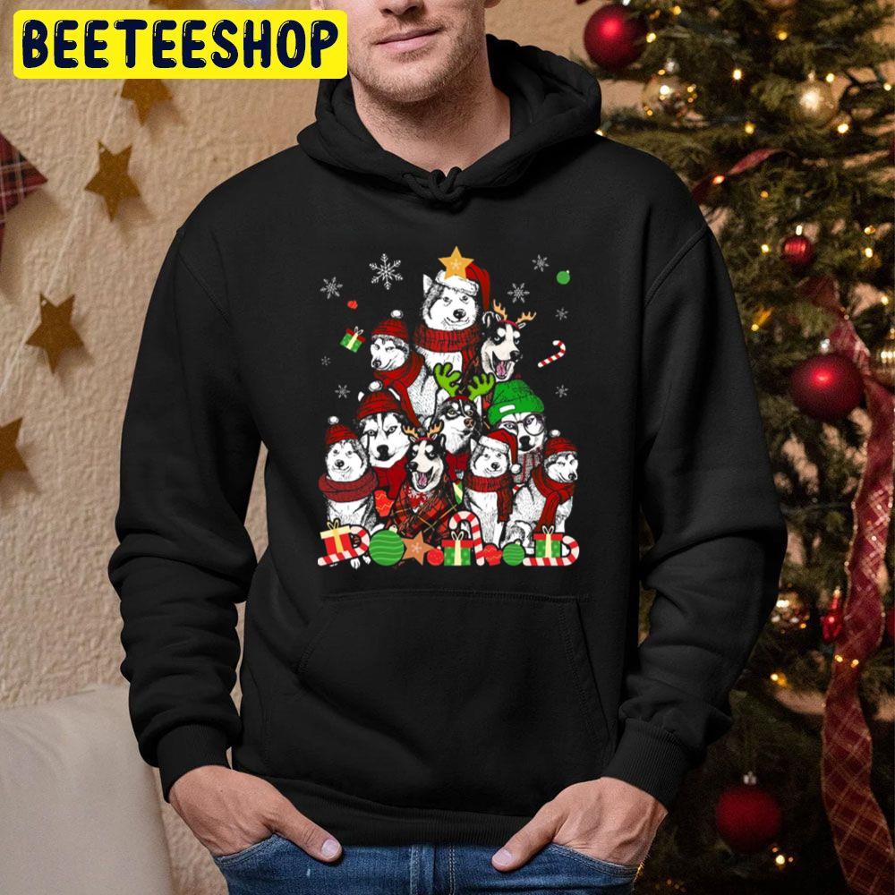 Siberian Husky Santa Christmas Tree Lights Xmas Boys Dog Beeteeshop Trending Unisex Hoodie