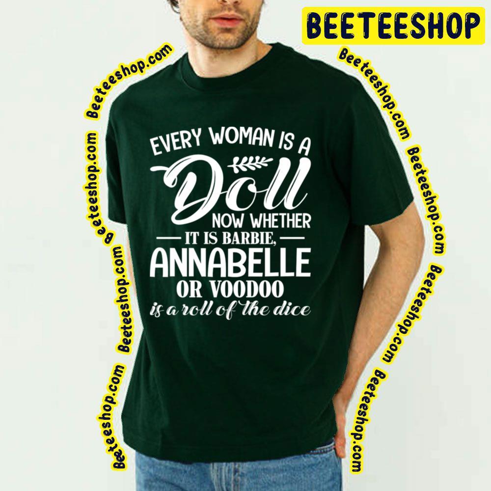 White Text Annabelle Dolls Beeteeshop Trending Unisex T-Shirt