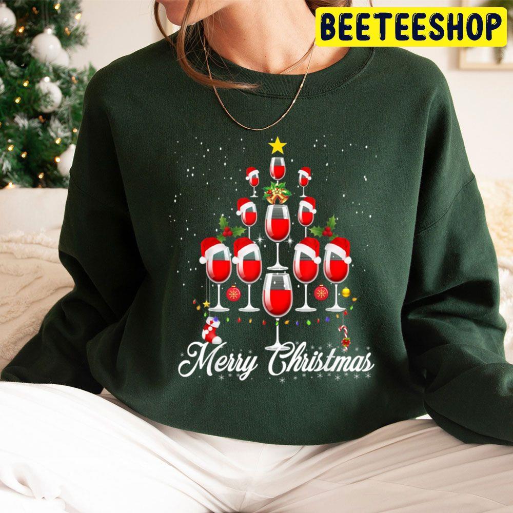 Wine Glass Christmas Tree Beeteeshop Trending Unisex Sweatshirt